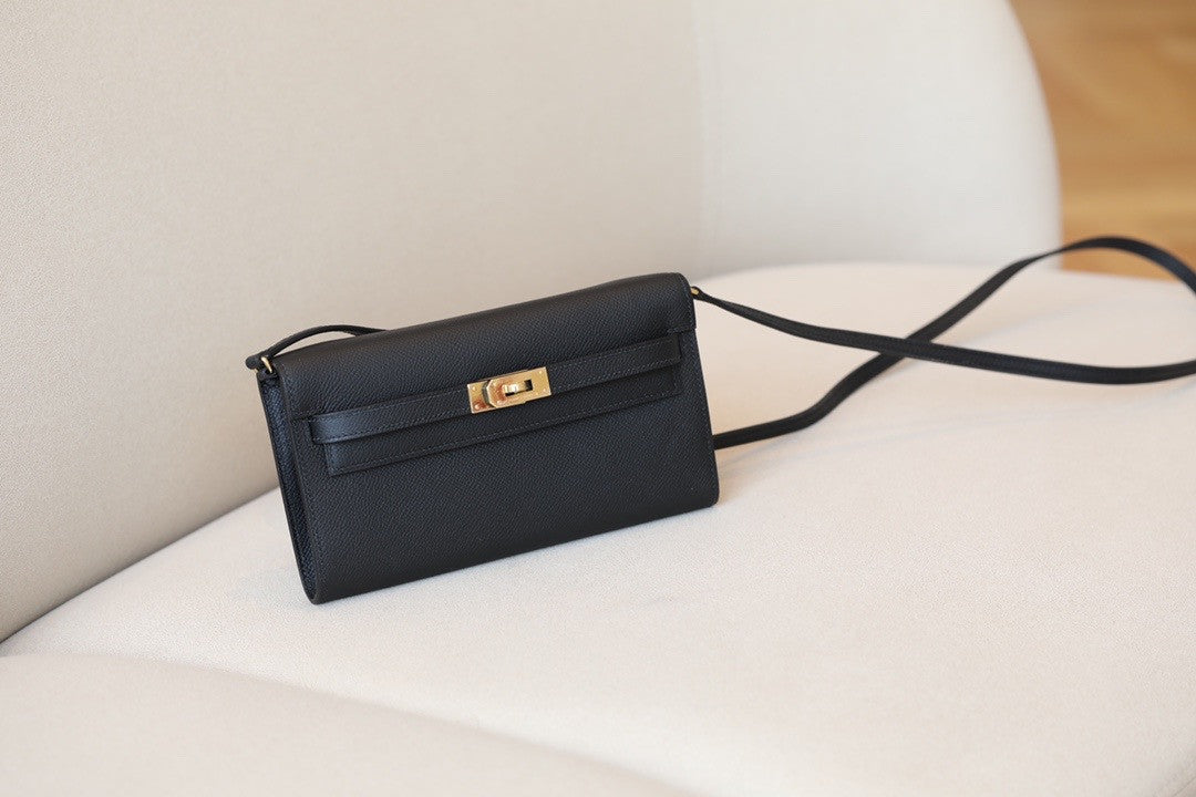 Hermes Kelly Wallet to Go Black EPSOM GHW