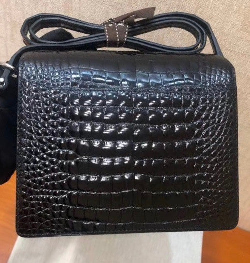 Hermes Noir Shiny Alligator PHW Roulis Mini 18/19 Handbag