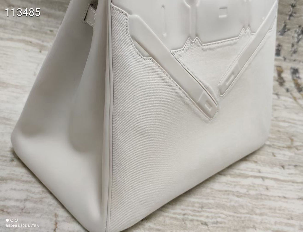 Hermes Shadow Birkin 35 White Swift Palladium Hardware
