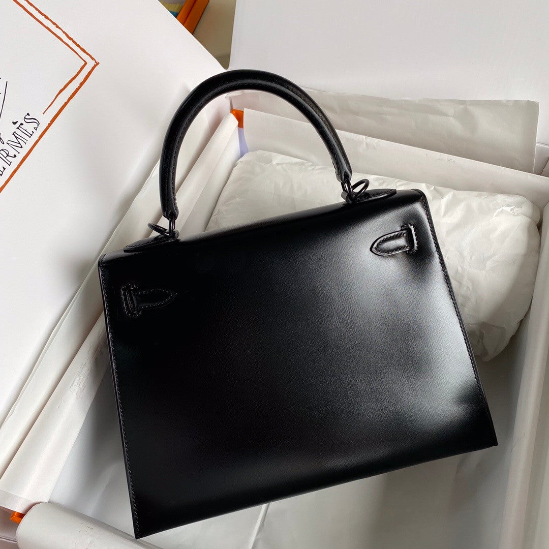 Hermès So Black Kelly 25 Box Leather Palladium Hardware