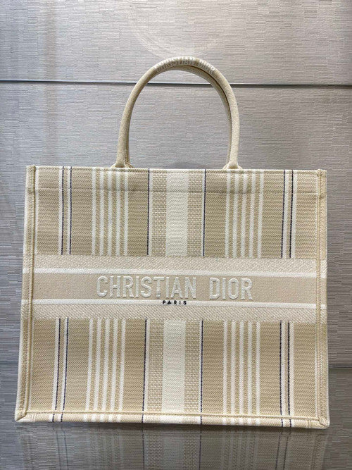 Christian Dior DIOR BOOK TOTE Beige Stripes Embroidery Reference: M1286ZJAT_M925