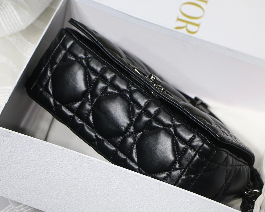 Christian Dior MEDIUM DIOR CARO BAG Black Quilted Macrocannage Calfskin