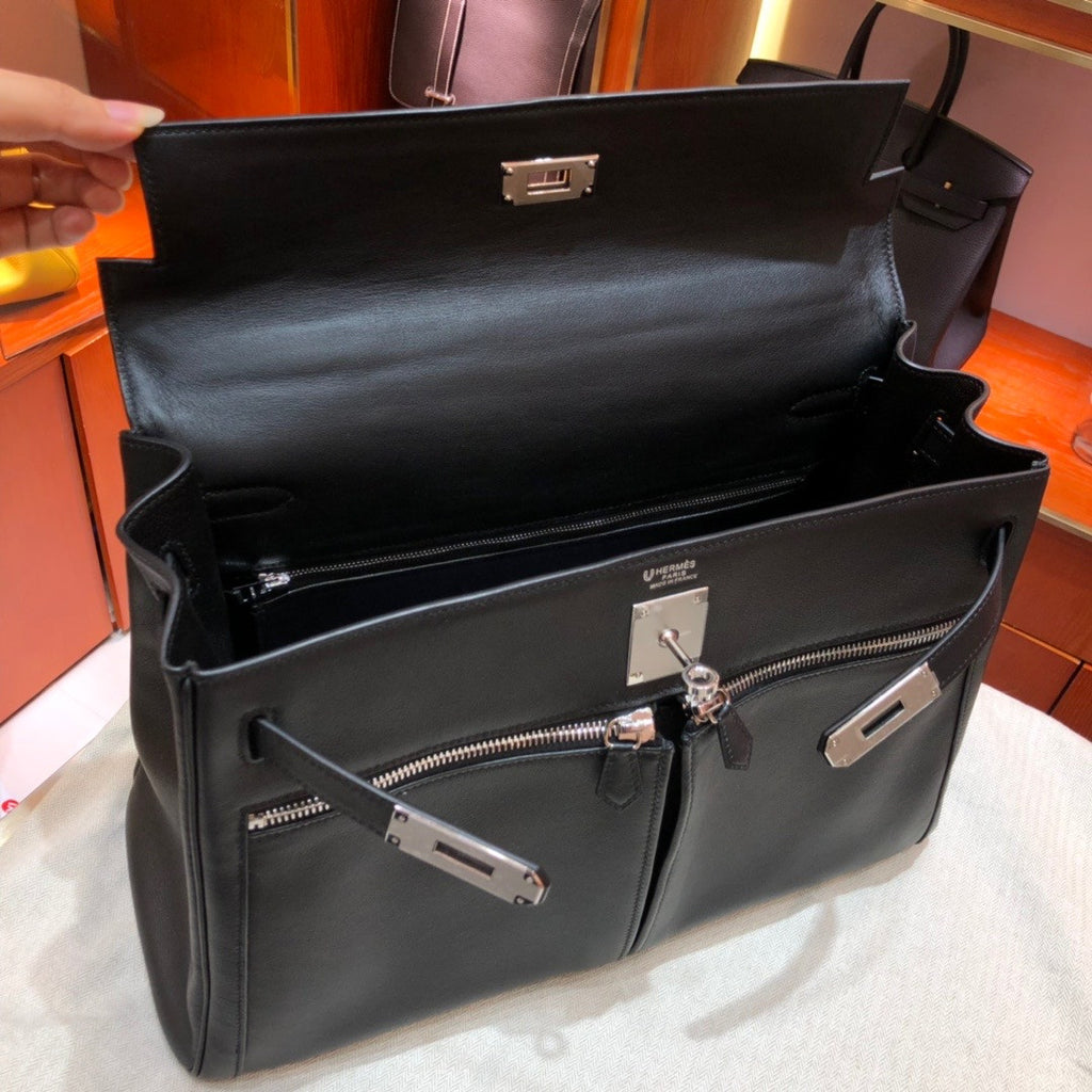 Hermes Special Order Kelly Lakis 32 Black with Palladium Hardware