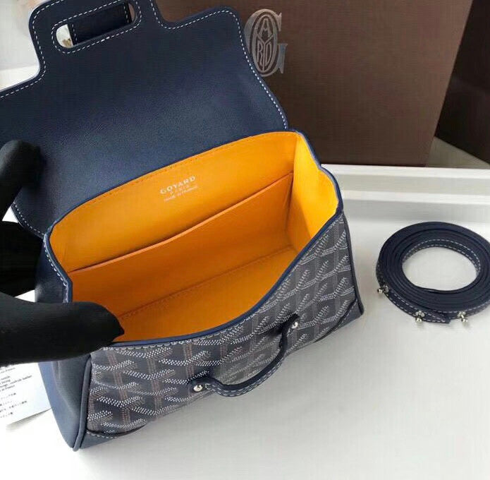 Goyard Saigon Mini  Leather Cross Body Bag Navy