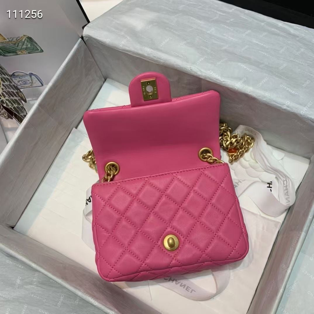 Chanel Flap Bag with Resin & Gold-Tone Metal Pink Mini