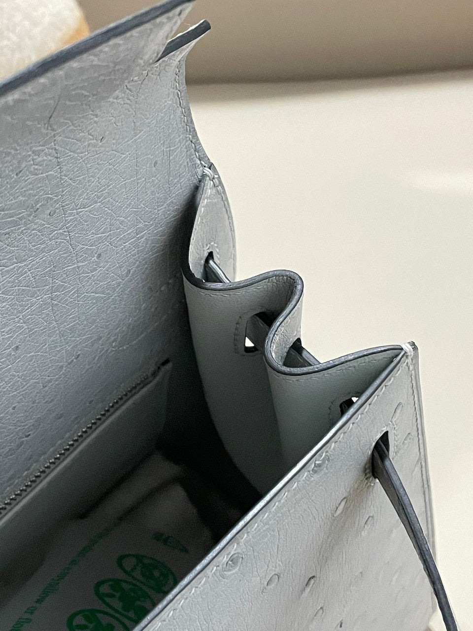 Hermes Kelly 28 Sellier 8U Blue Glacier Ostrich Palladium Hardware