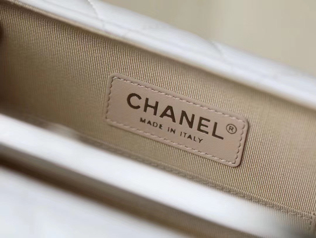 Chanel Lambskin White Clutch