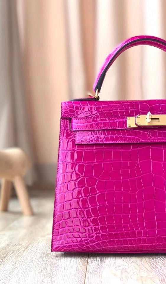 Hermes J5 Rose Scheherazade Kelly 28 Crocodile Niloticus 28