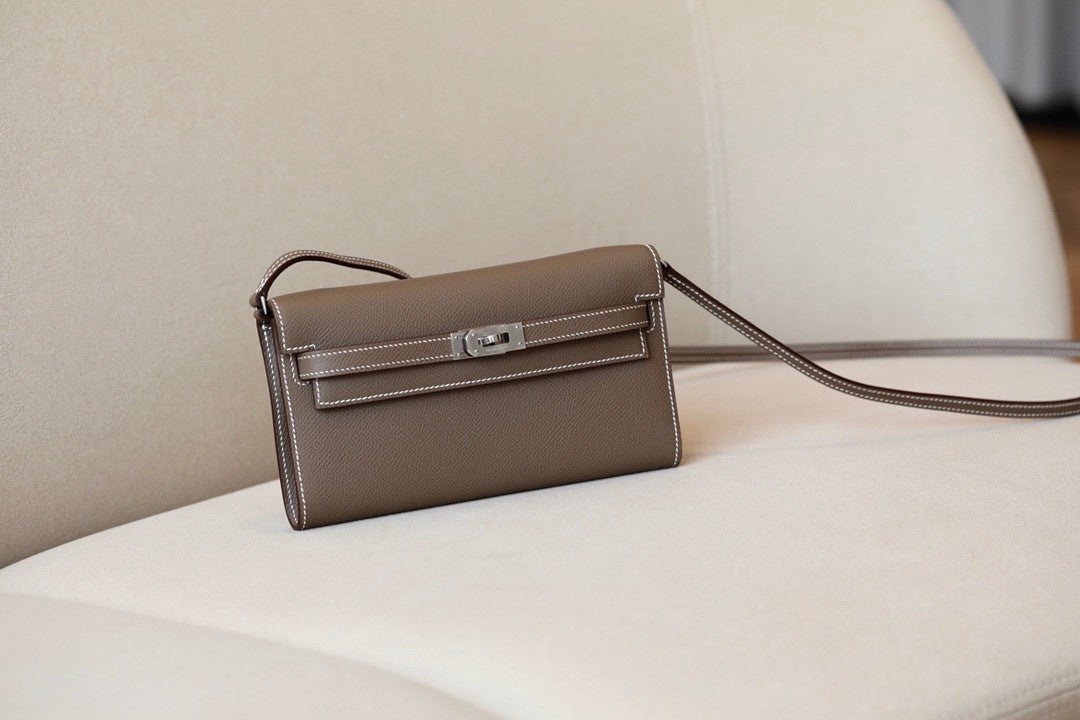 Hermes Kelly Wallet to Go Etoupe EPSOM PHW
