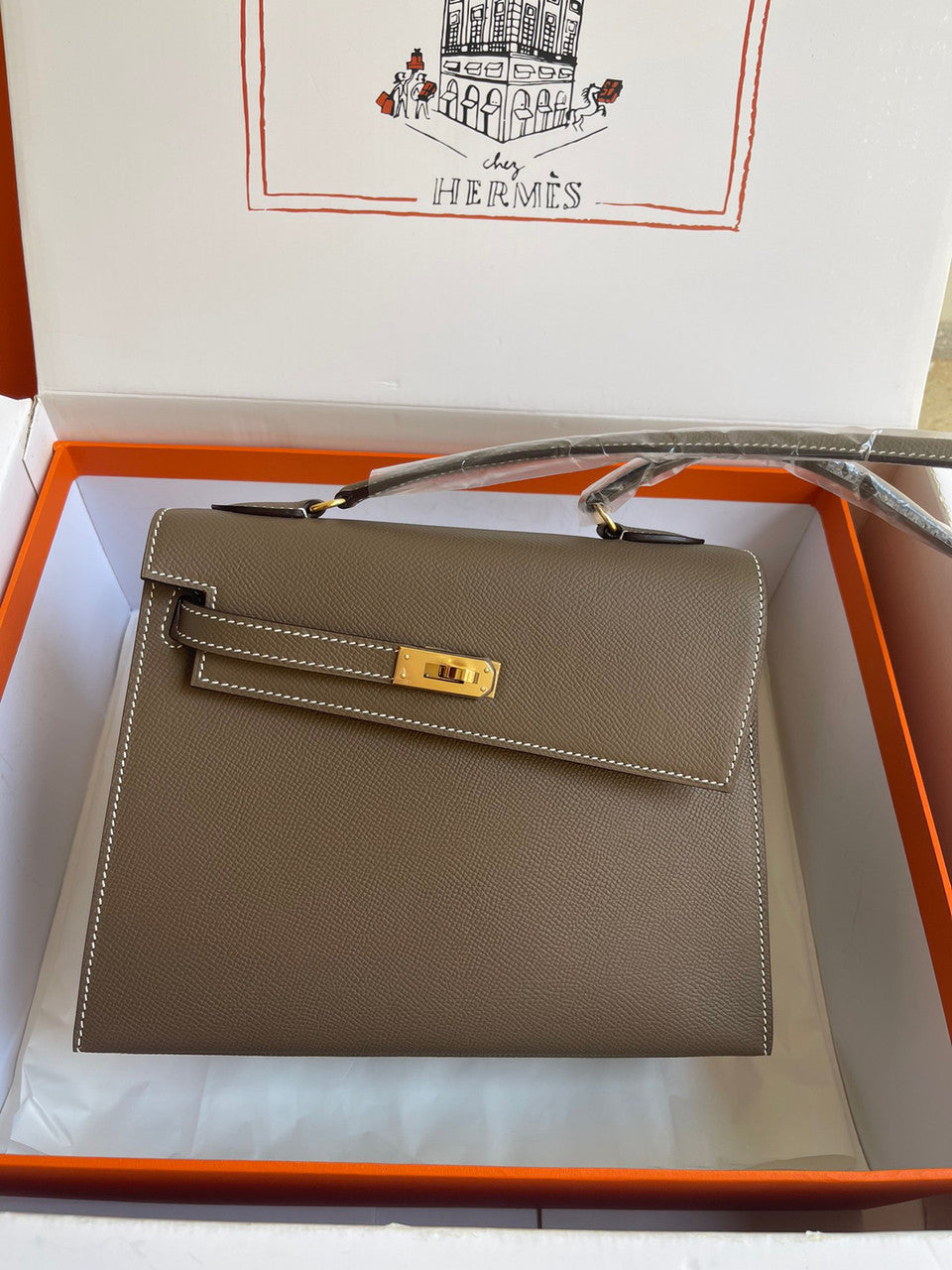 Hermes Kelly Sellier 20 en Desordre Etoupe