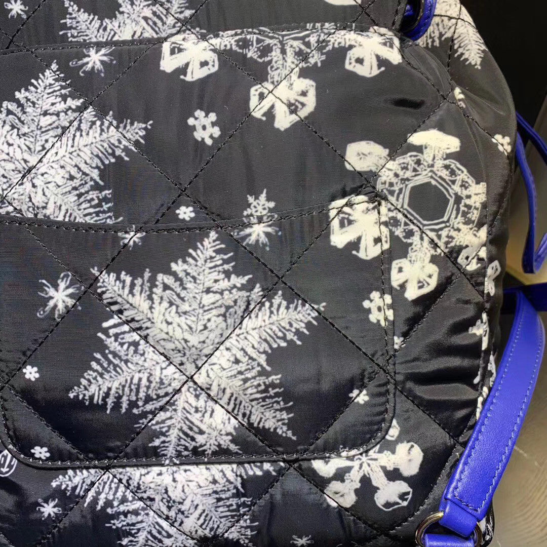 Chanel Printed Canvas  Backpack  Black