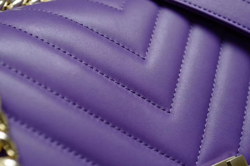 Chanel Purple Medium Chevron Boy Bag