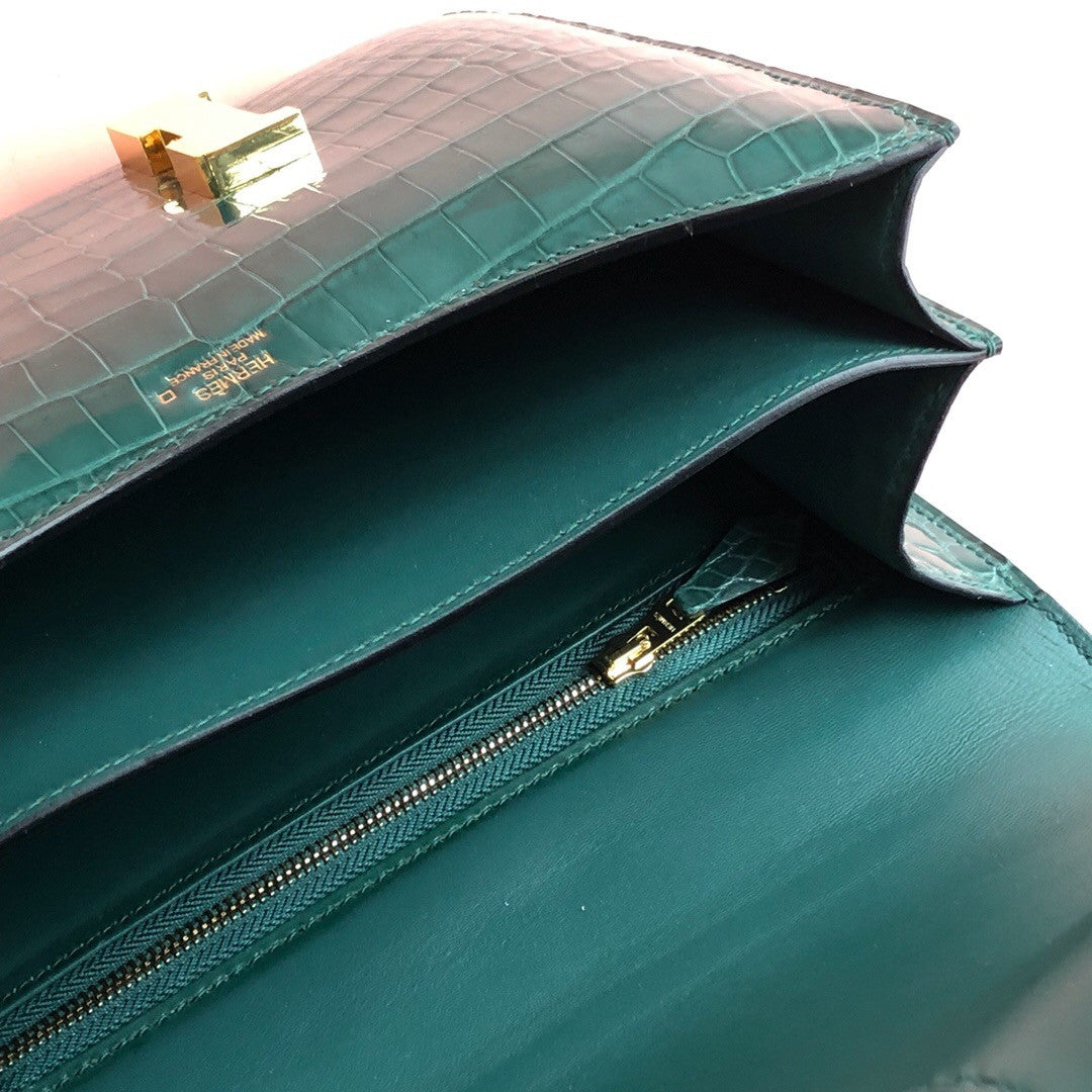 Hermes 6Q VERT EMERAUDE Constance 23 Alligator