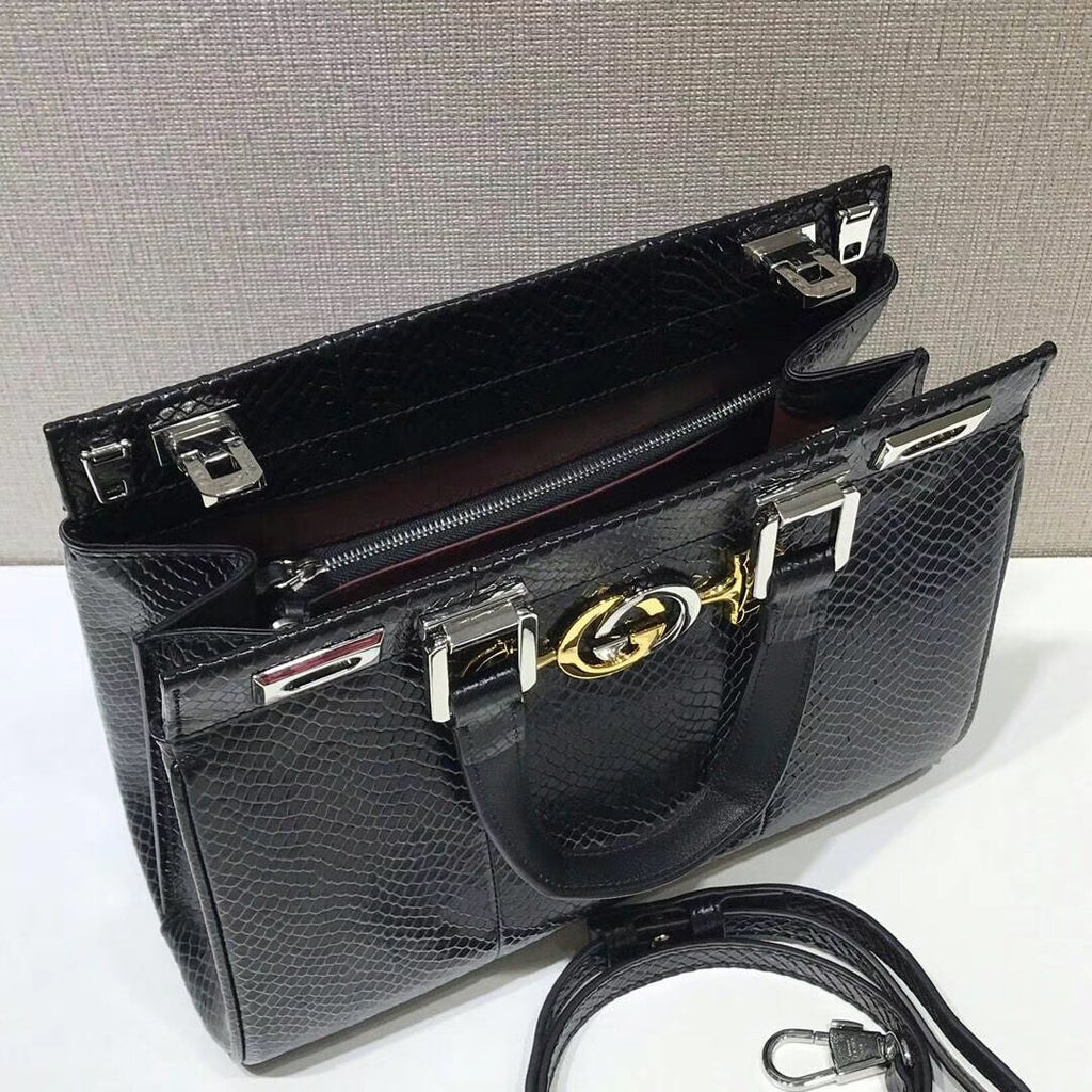 Gucci Zumi snakeskin medium top handle bag