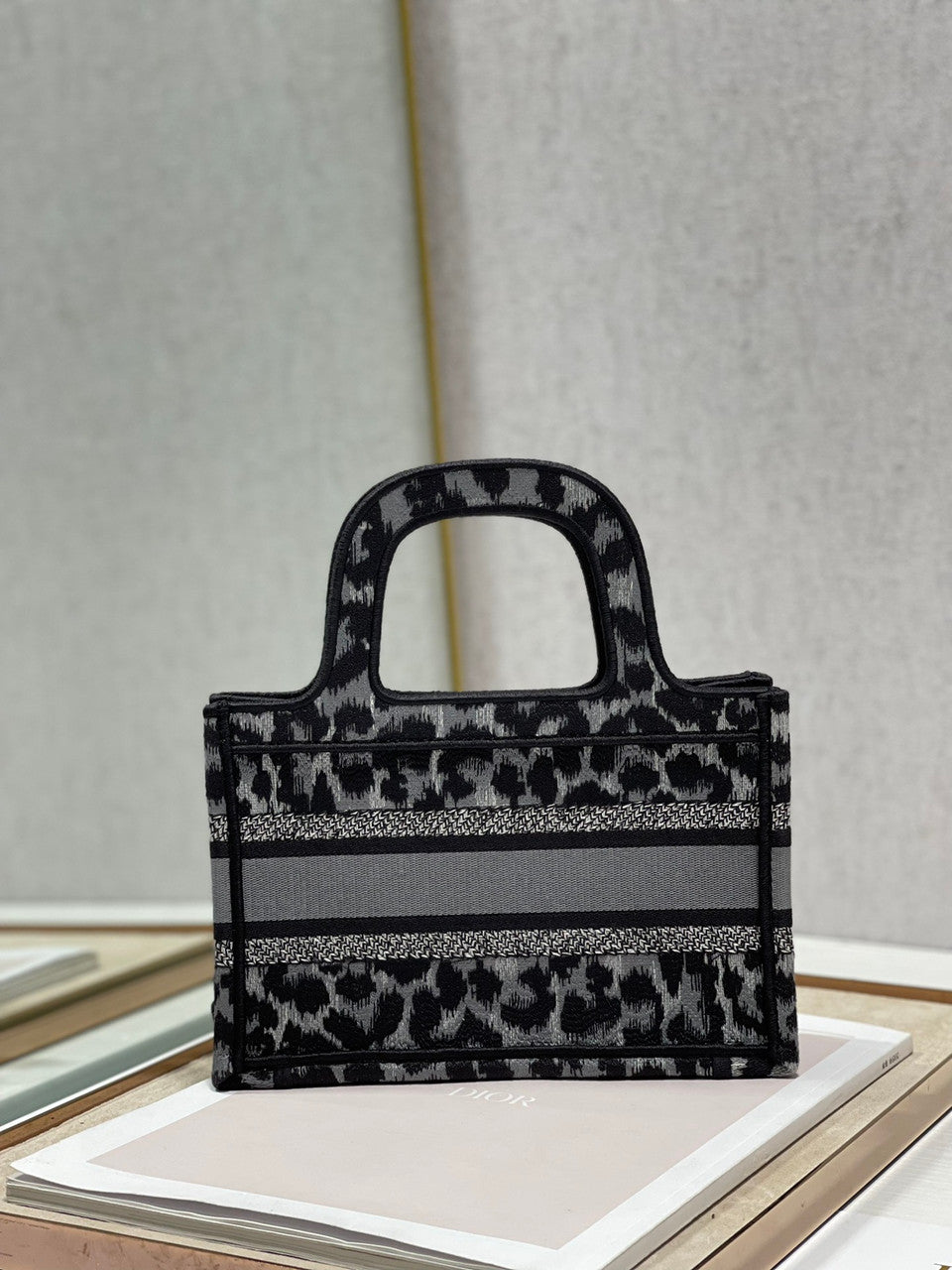 Christian Dior MINI DIOR BOOK TOTE Beige Multicolor Mizza Embroidery