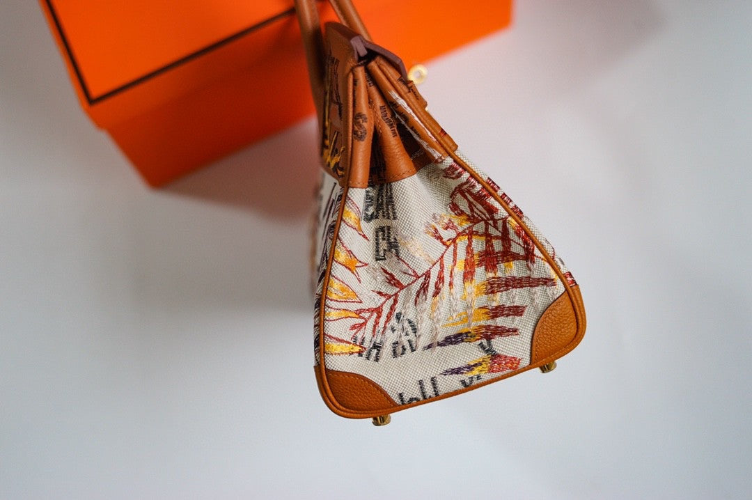 [Online Exclusive] Hermes Singapore Limited Edition Embroidered Birkin 30 Bag Gold