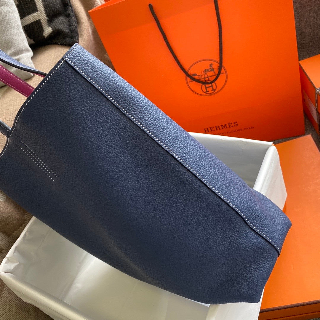 Hermes Double Sens Tote 30 Bleu Nuitl & Rose Pourpre