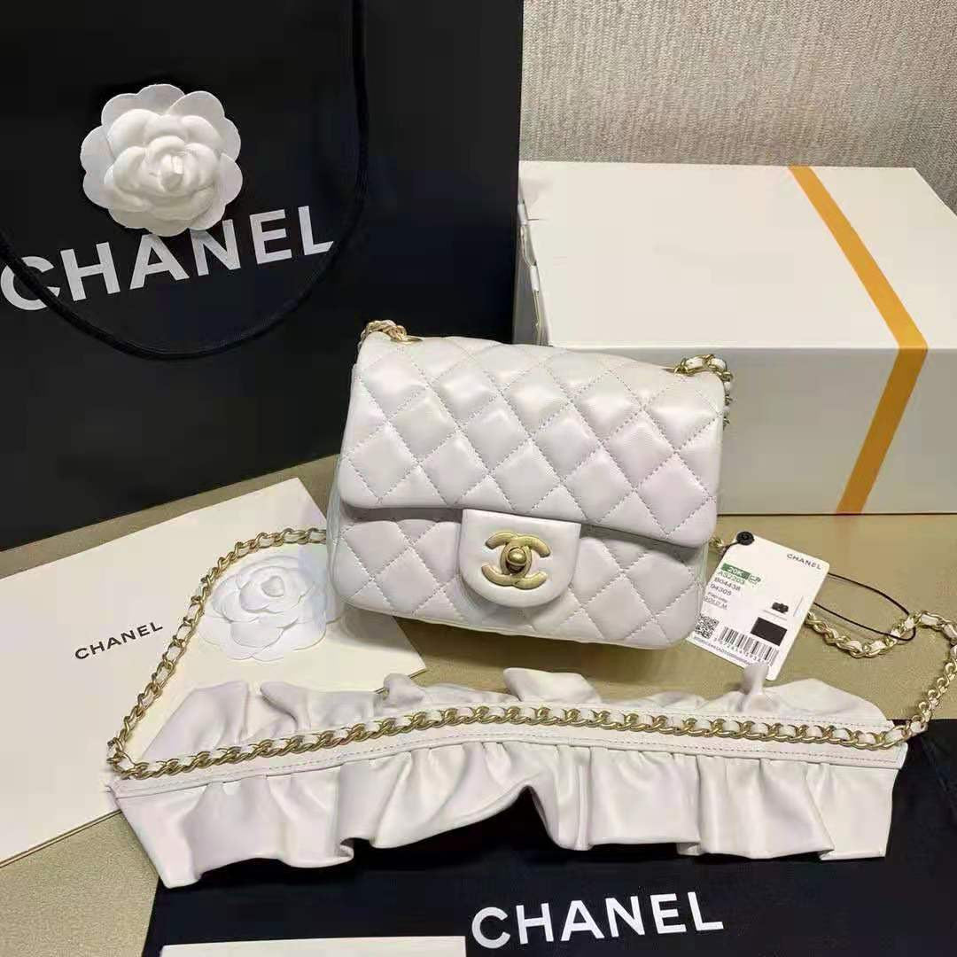 Chanel Small Flap Bag With Bow Strap White
