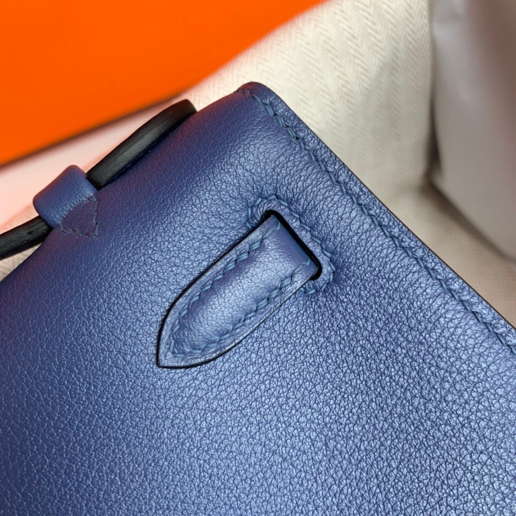 Hermès  7E BLUE BRIGHTON Kelly Mini Swift Gold Hardware