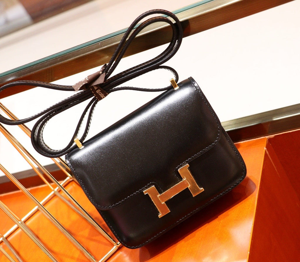Hermès Hermes Constance micro handbag in black box leather