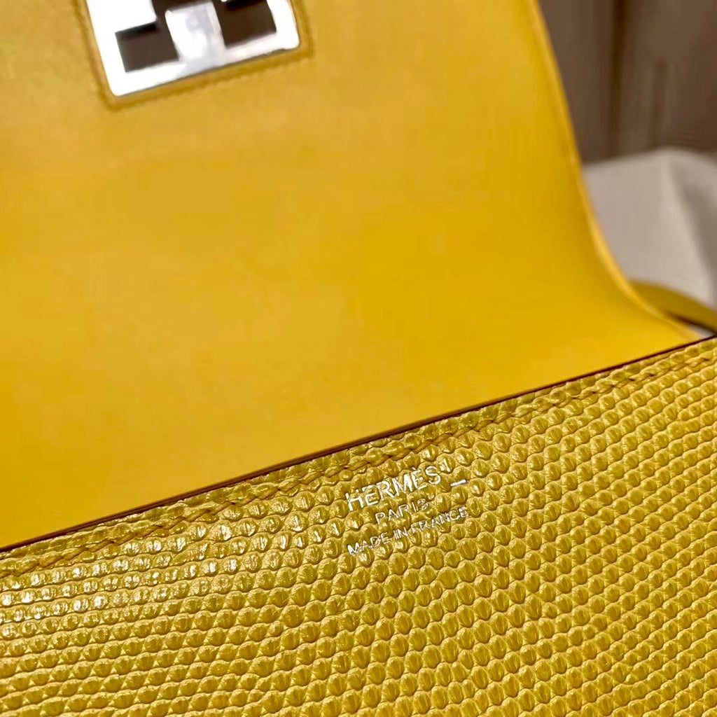 Hermès  9O Jaune de Naples  Lizard Mosaique Au 24-17