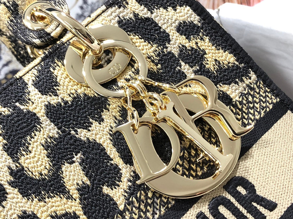 Christian Dior MEDIUM LADY D-LITE BAG Beige Multicolor Mizza Embroidery