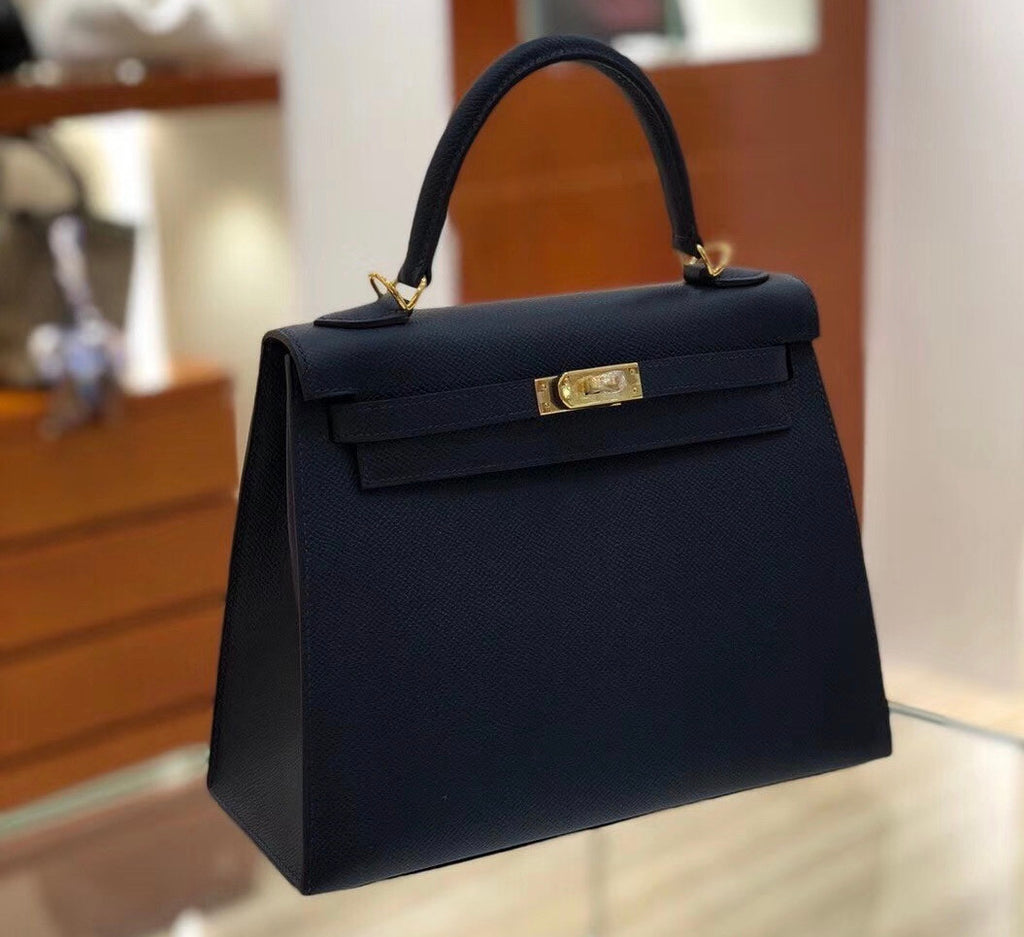 Hermes 2Z Blue Nuit Kelly 25 cm Epsom Gold Hardware