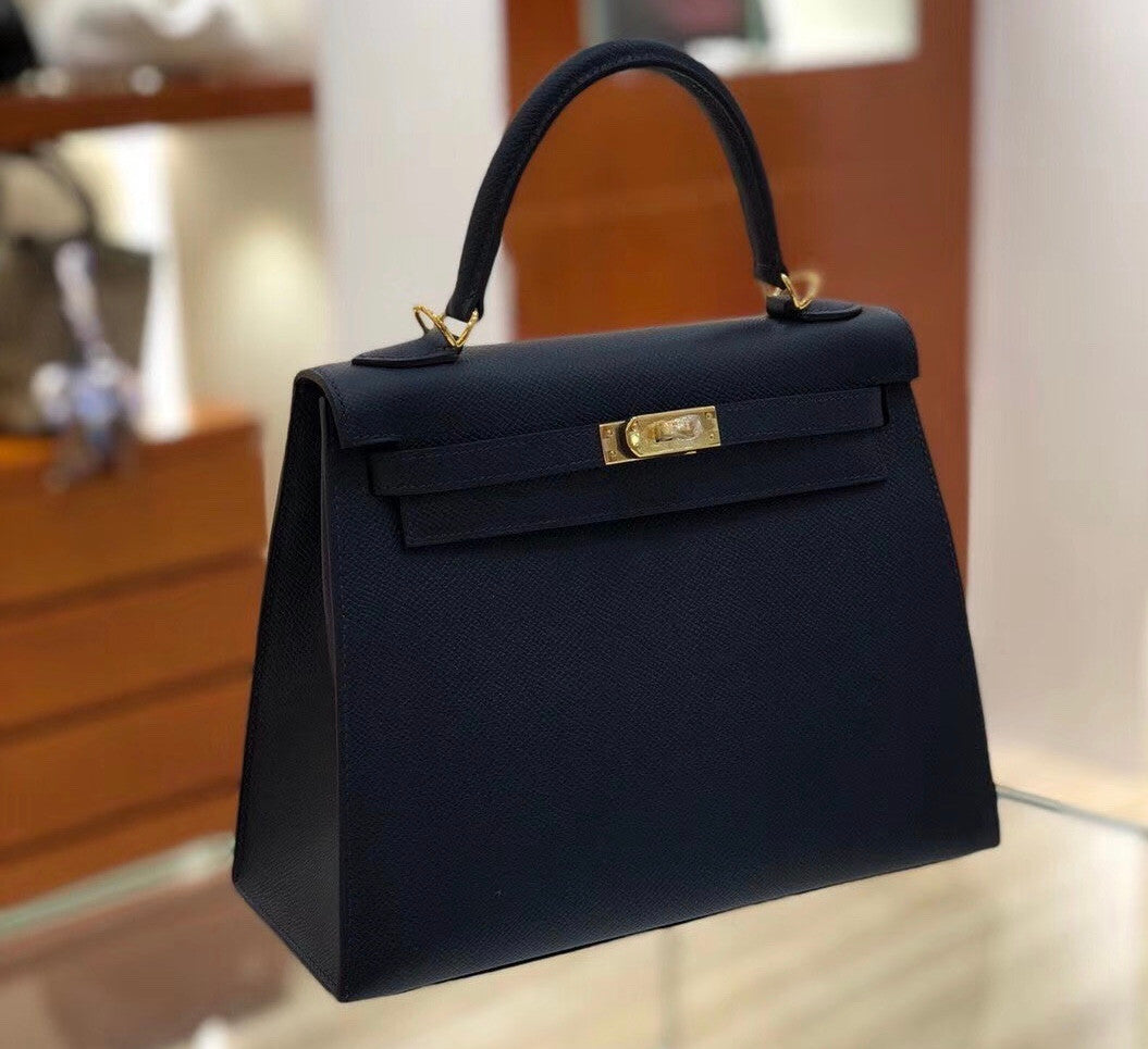 Hermes 2Z Blue Nuit Kelly 25 cm Epsom Gold Hardware