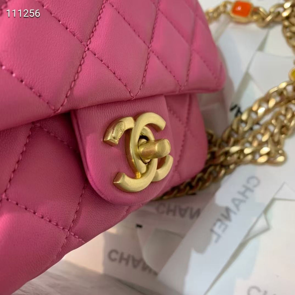 Chanel Flap Bag with Resin & Gold-Tone Metal Pink Mini