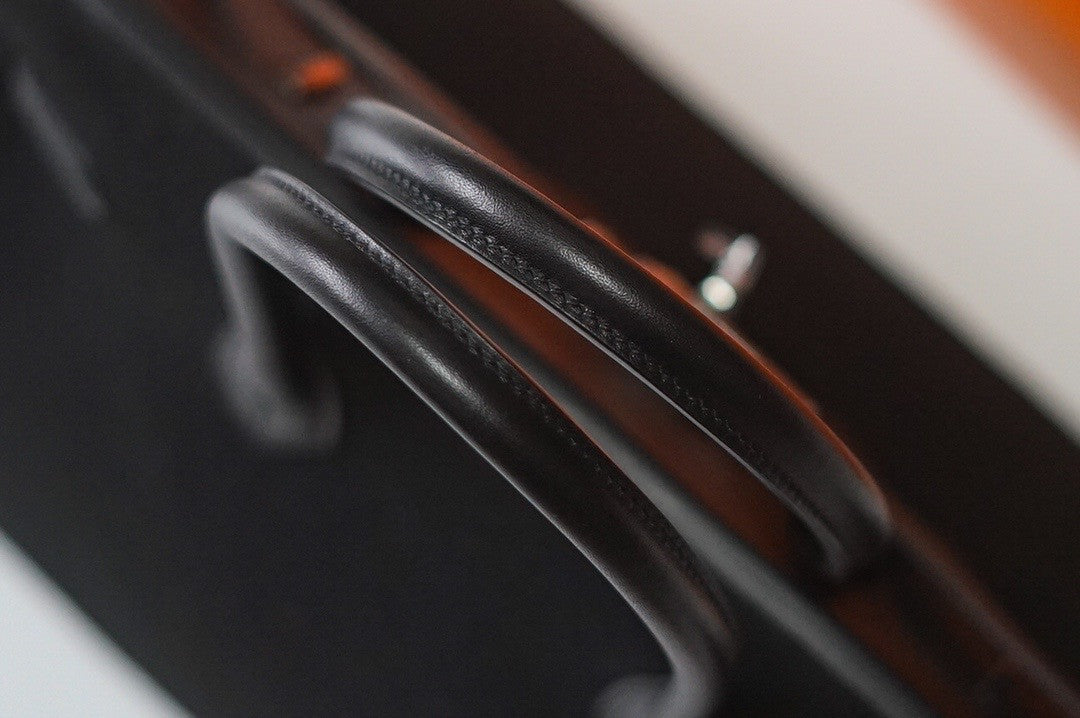HERMÈS LIMITED EDITION BLACKSWIFT LEATHER & WOOL FELT BIRKIN 35 WITH PHW