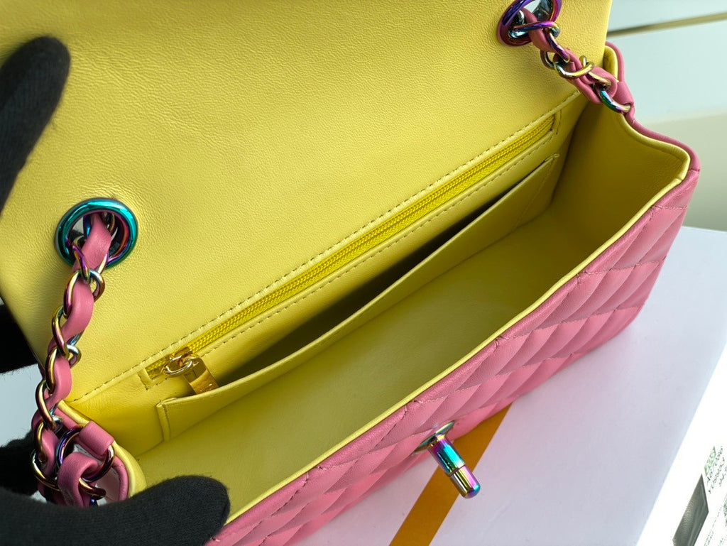 Chanel Rainbow Metal mini flap bag Pink