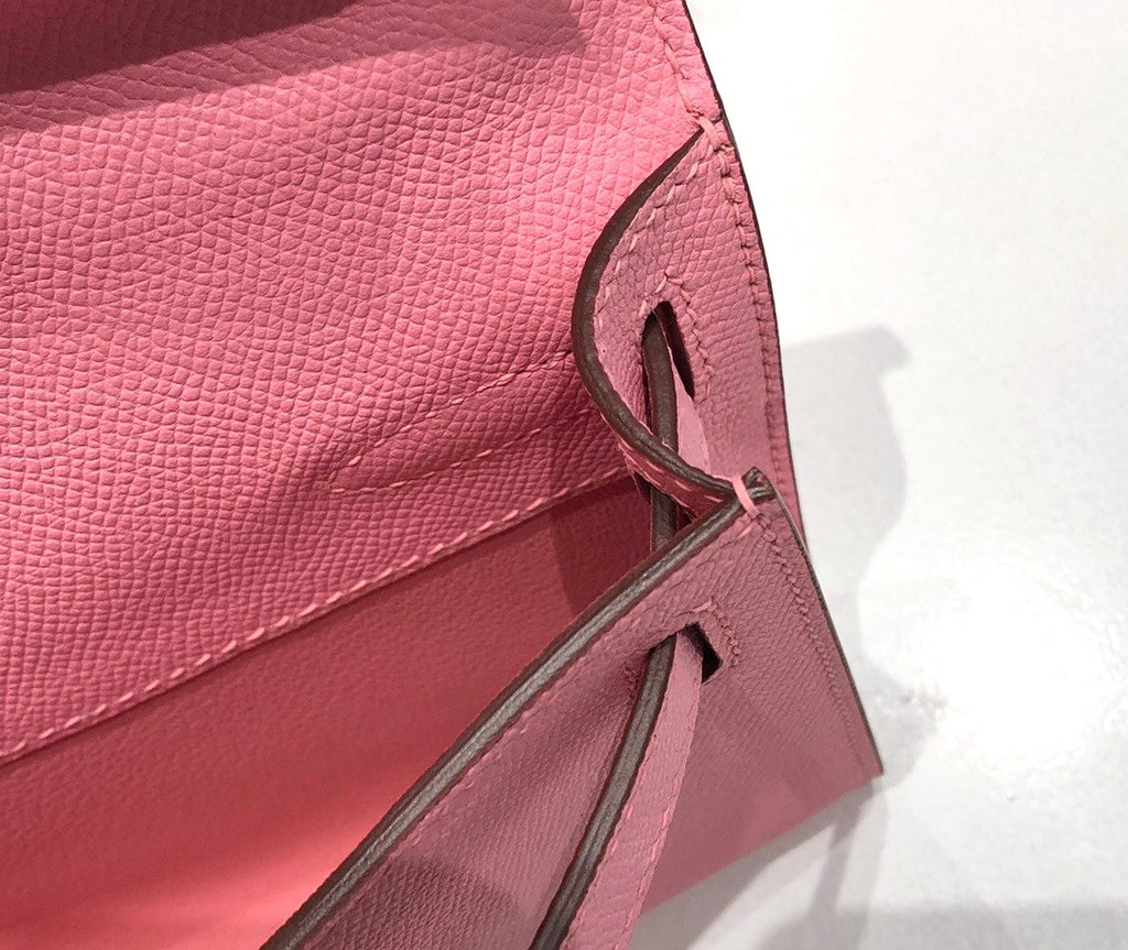 HERMES KELLY CUT CLUTCH BAG SAKURA PINK EPSOM GOLD HARDWARE