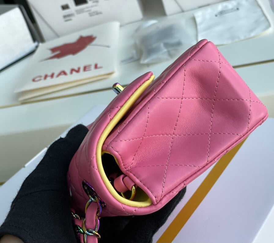 Chanel Rainbow Metal mini flap bag Pink