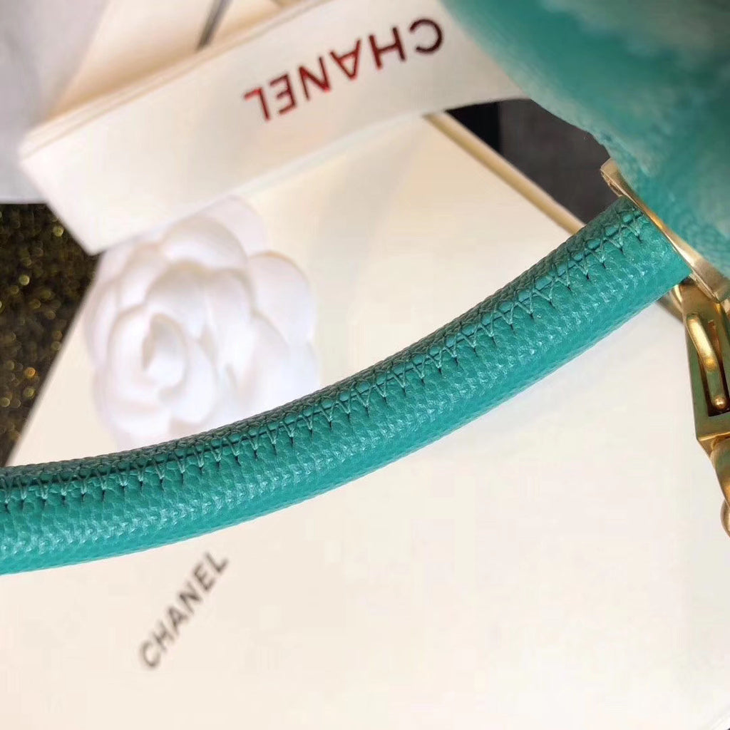 Chanel Small Coco Handle Bag in Calfskin Handle Green