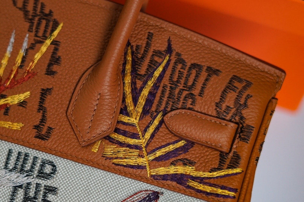 [Online Exclusive] Hermes Singapore Limited Edition Embroidered Birkin 30 Bag Gold