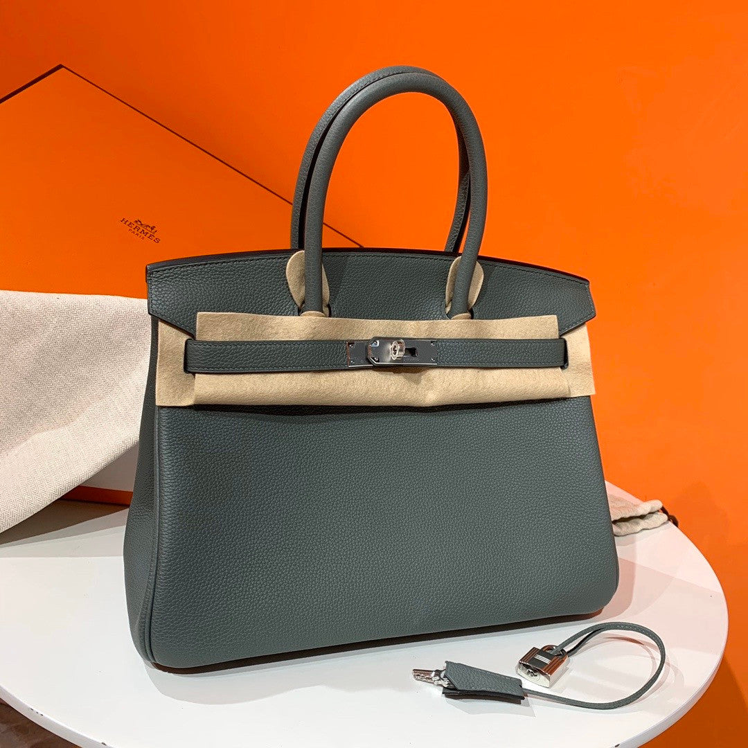 Hermes 63 Vert Amande Birkin 25cm Togo Palladium Hardware