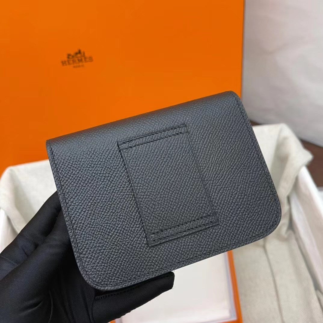 Hermès Constance Slim wallet Black Epsom leather with Gold hardware