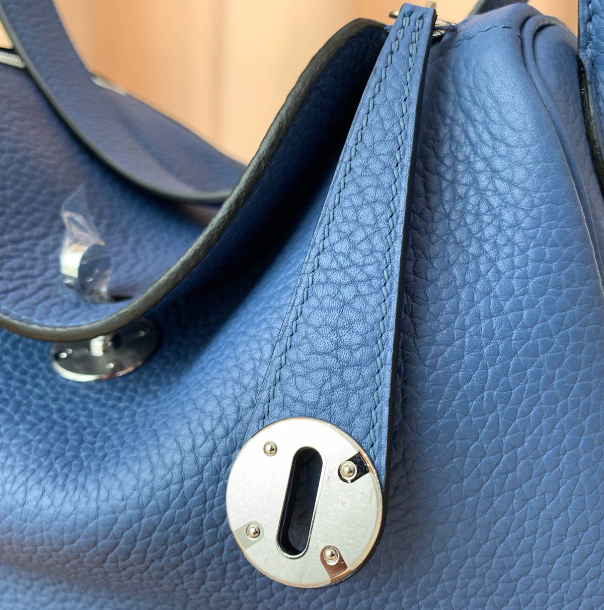 Hermes Lindy 75 Blue Jean  Togo Palladium Hardware