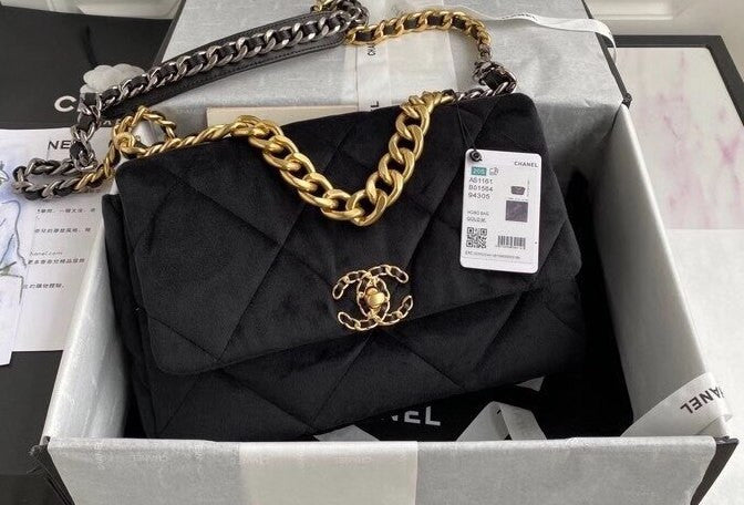 Chanel Velvet 19 flap bag Black