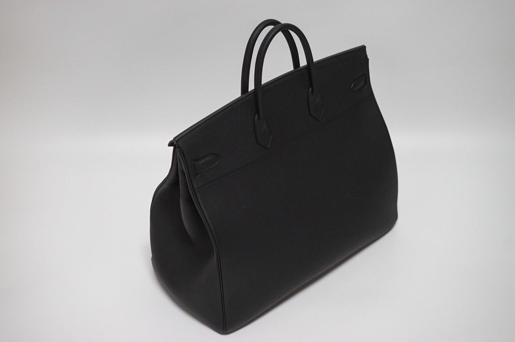 Hermes Black Clemence Leather Gold Hardware Birkin 50 Bag