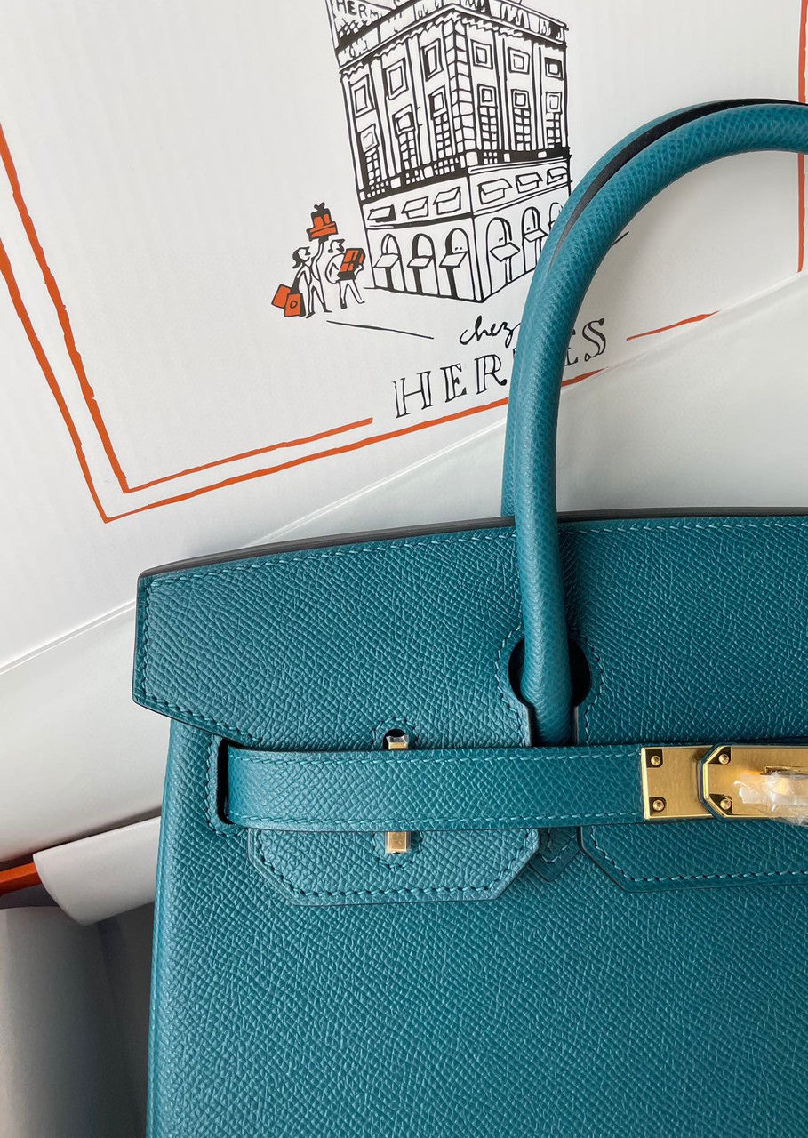 Hermès W0 Vert Bosphore Birkin 30 cm Epsom Leather Gold Hardware