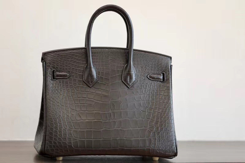 Hermes Birkin 25cm Black Matte Alligator  with Gold hardware