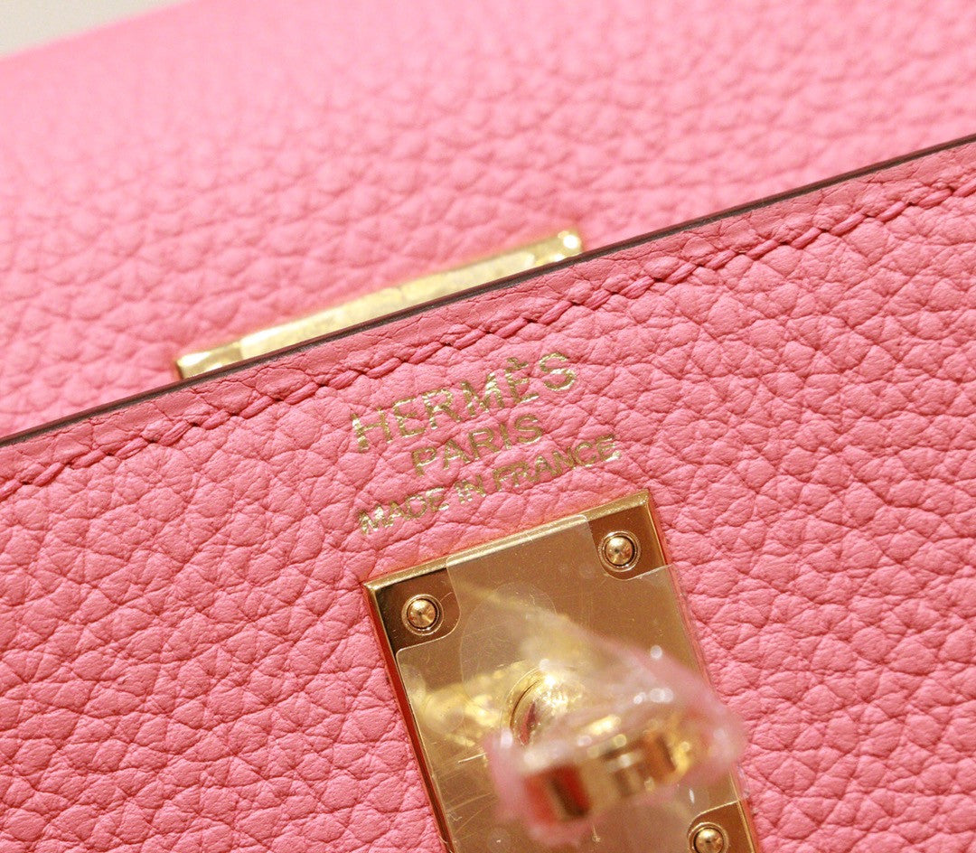 Hermes 8W ROSE AZALEE  Kelly 25 cm Epsom Gold Hardware