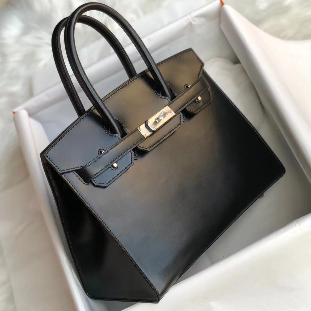 Hermes Black Sellier Birkin 30 Box Calf PHW