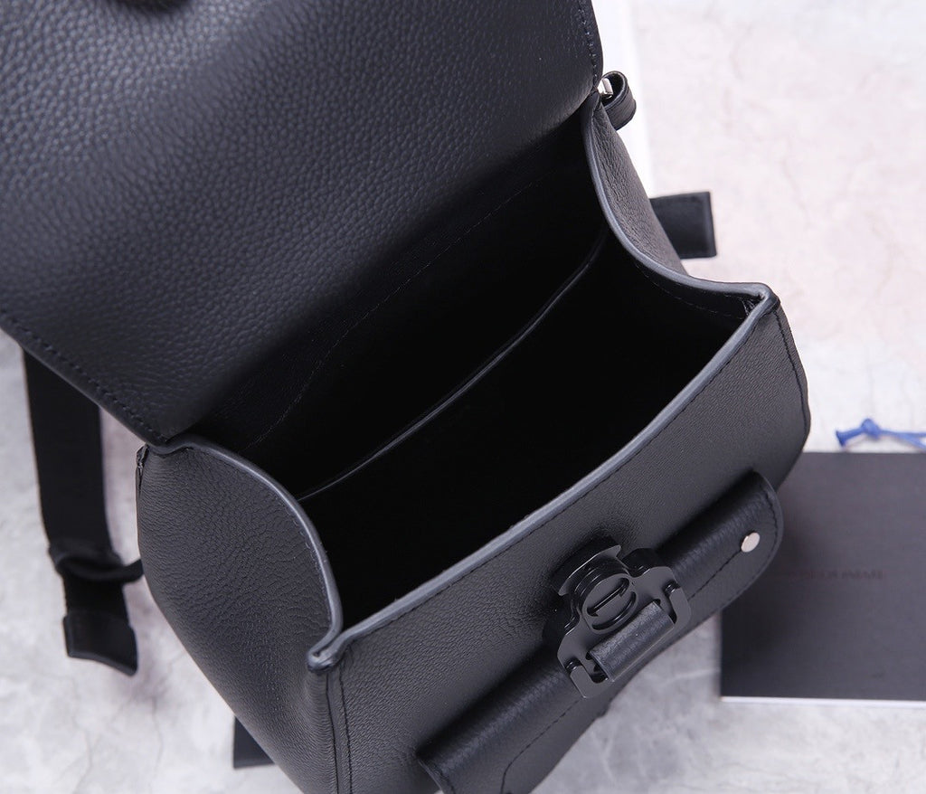 Christian Dior SADDLE BACKPACK Black Grained Calfskin