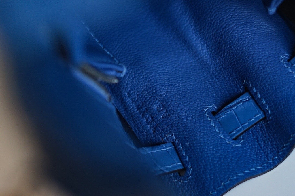 Hermes Blue Hydra NILOTICUS CROCODILE KELLY 25 WITH PALLADIUM  HARDWARE