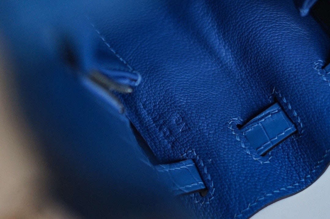 Hermes Blue Hydra NILOTICUS CROCODILE KELLY 25 WITH PALLADIUM  HARDWARE