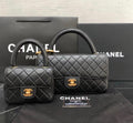 Chanel vintage duo flap bag Black
