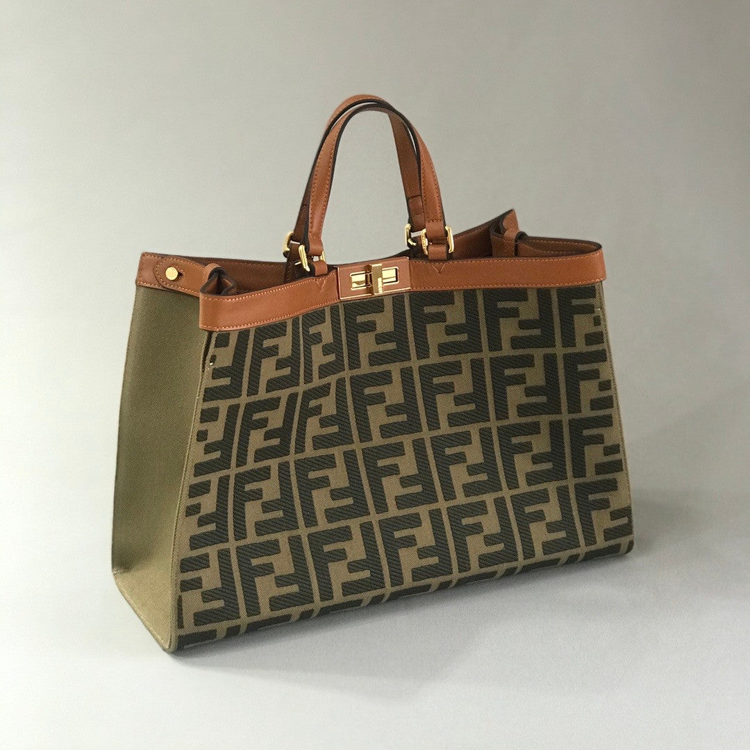 Fendi PEEKABOO X-TOTE Green canvas bag