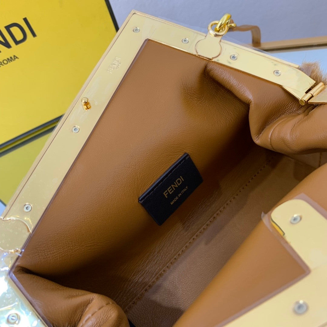 FENDI FIRST SMALL Brown mink bag
